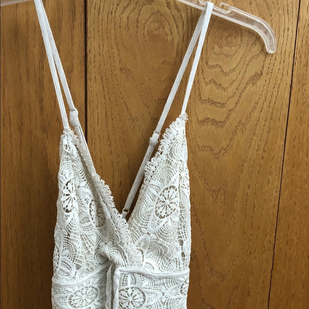 🆕Shasta Linen Lace Bodice Wide-Leg Cream Jumpsuit - Picture 3 of 13